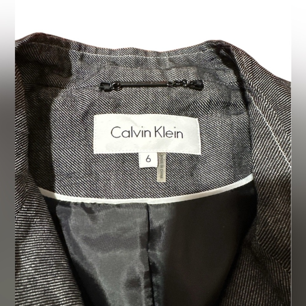 Calvin Klein Womens Denim Blouse Size 6 with Belt Strap - Picture 3 of 5